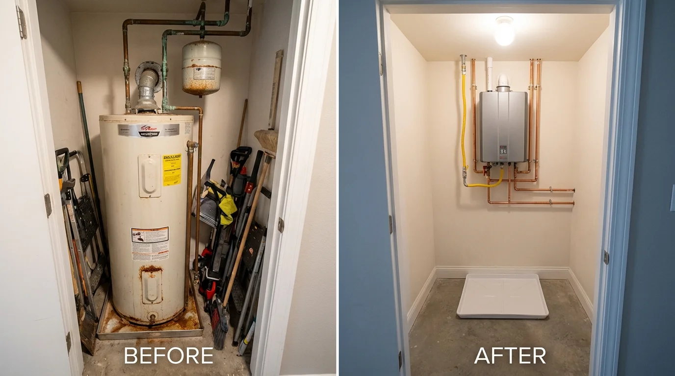 Tank water heater versus wall-mounted tankless unit comparison for Dillon, SC homeowners